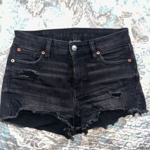American Eagle Outfitters Black Distressed Jean Shorts